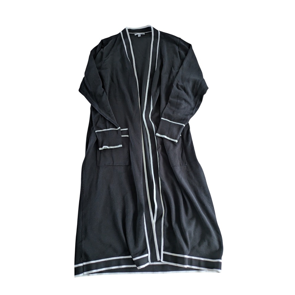 Vila Milano Womens XL Longline Open Front Cardigan Black White Nautical‎ Anchor